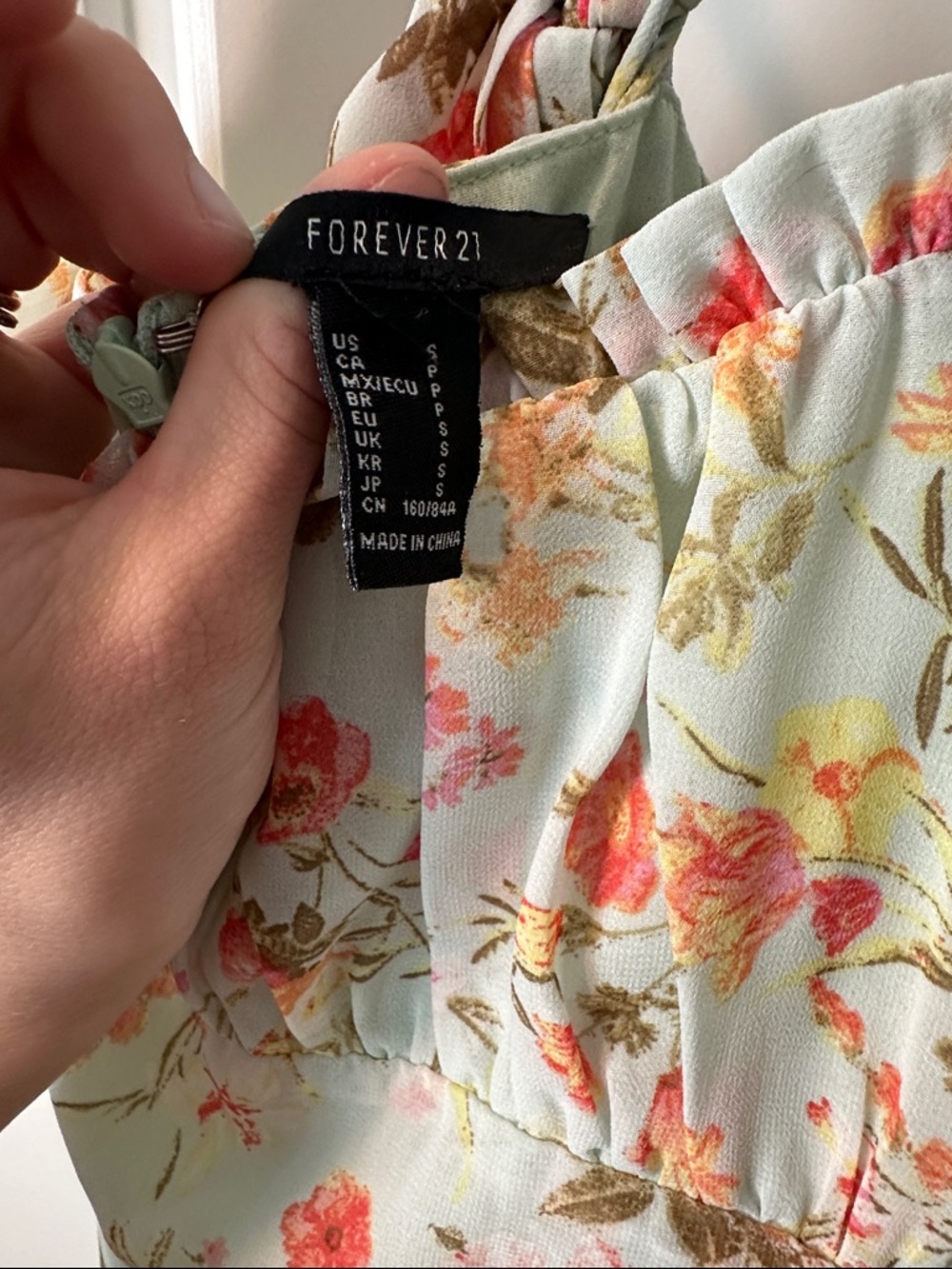 Floral Mint Slip Midi Dress with Pink Bouquet Print - Picture 4 of 6